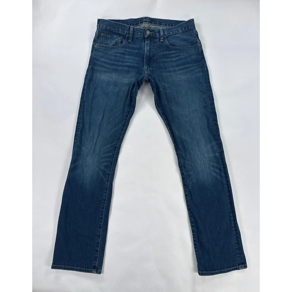 Polo Ralph Lauren Mens Jeans 32x32 Blue Varick Slim Straight Stretch Denim